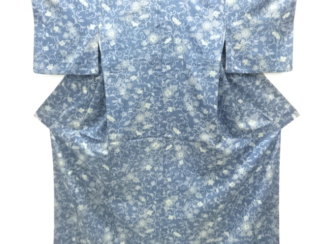 Hand-woven SILK pongee kimono with floral arabesque pattern